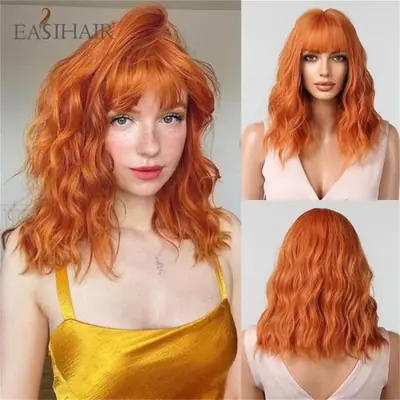 Image de Perruque Lolita Blonde Ondulée Courte avec Frange
