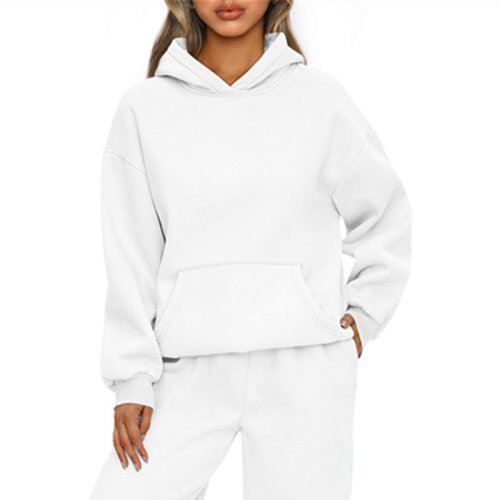 Afbeelding van Lange Mouwen Losse Hoodie voor Dames - Effen Kleur Casual Sport Trui Herfst Winter Mode