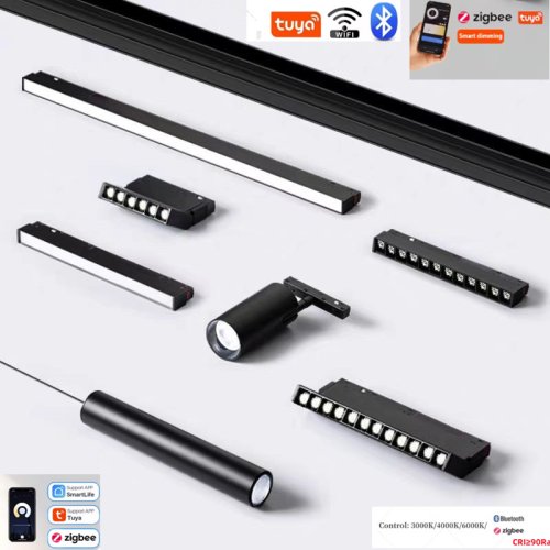 Image de Spot LED Intelligent sur Rail Magnétique - Éclairage Moderne pour Salon