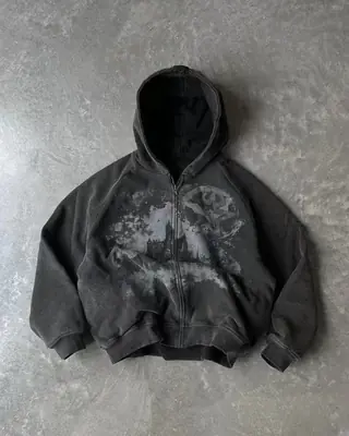 Image de Sweat Zippé Noir Homme - Style Rétro & Streetwear
