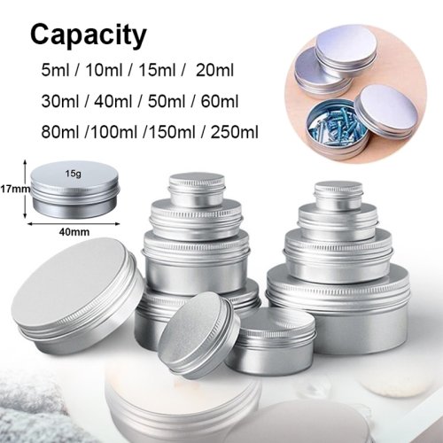 Afbeelding van Lege Zilveren Aluminium Blikjes met Schroefdop – 250ml Ronde Opbergcontainers voor Kaarsen, Specerijen en Meer (1, 5 of 10 stuks)