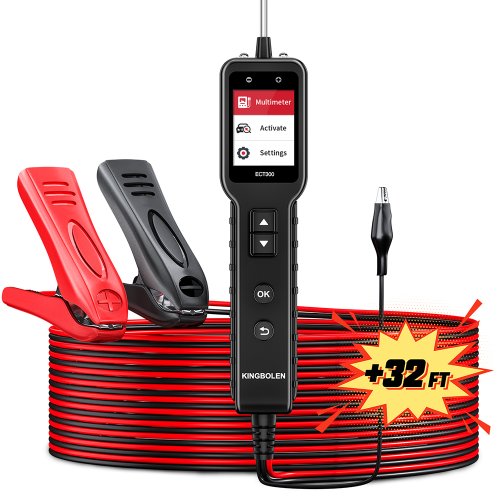 Imagen de Probador de Circuitos Eléctricos para Automóviles Kingbolen ECT300, 12V/24V con Cable de 32 Pies, Herramienta de Diagnóstico de Voltaje y Sonda de Alimentación para Reparación de Coches