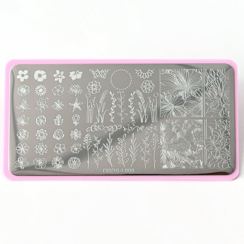 Bild von Nagelstempelplatten, Baumrinde-Muster, Blätter, Whirlpool, Bild, Edelstahl-Schablone, Nagelkunst-Stempel, Geometrie-Vorlage, Schablonen