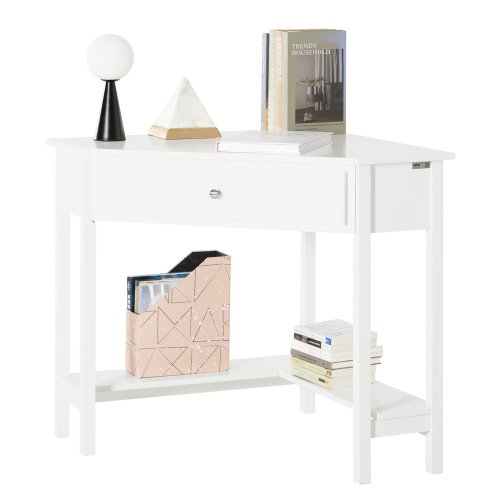 Immagine di Scrivania Angolare Bianca Sobuy – Design Moderno e Funzionale