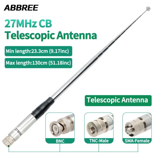 Afbeelding van Handheld Telescopische CB Antenne 27 MHz met BNC en SMA Connector voor Quansheng UV-K5, UV-K58 en Baofeng UV-K61 Walkie Talkies