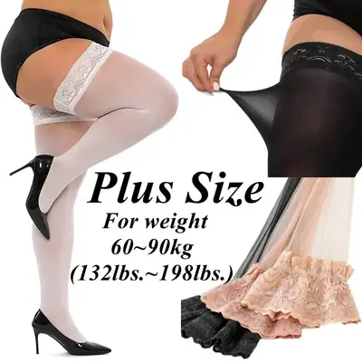 Image de Bas de Cuisse Haute en Dentelle Grande Taille - Sexy & Antidérapant