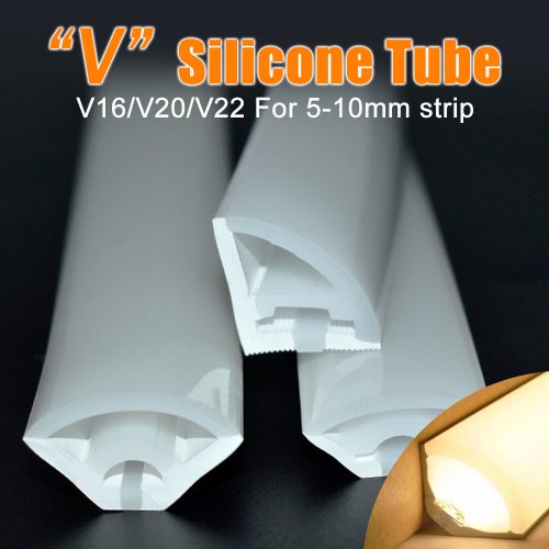 Imagen de Tubo LED Neón Flexible en Forma de V con Iluminación Lateral IP67 Impermeable para Tiras WS2812, WS2811, 5050 y 2835