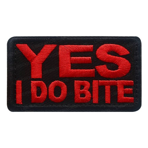 Immagine di Toppa di avvertimento Pet Dog Bite Rischio Ricamo K9 Servizio Gilet per cani Casco Accessorio uniforme Distintivo dell'emblema con gancio