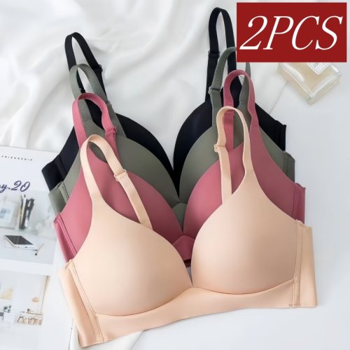 Image of Elegant Seamless Push-Up Bra Set for Women – Glossy 3/4 Cup Wire-Free Bralette, Sexy Lingerie in Sizes S to XXL