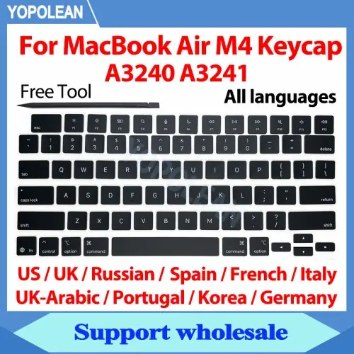 Image de Clavier pour MacBook Air M4 - Capuchons de touches noirs
