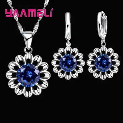 Image de Bijoux de Mariage Argent 925 - Collier & Boucles d'Or