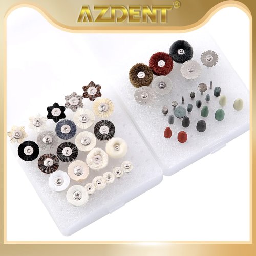 Immagine di Kit Professionale per Lucidatura Dentale Azdent - Set di Frese con Spazzola e Rettifica per Laboratorio Odontoiatrico, Gambo da 2,35 mm