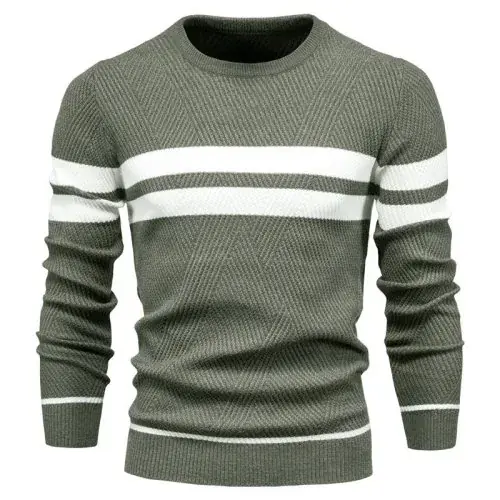Image de Pull Homme Col Rond Patchwork Automne