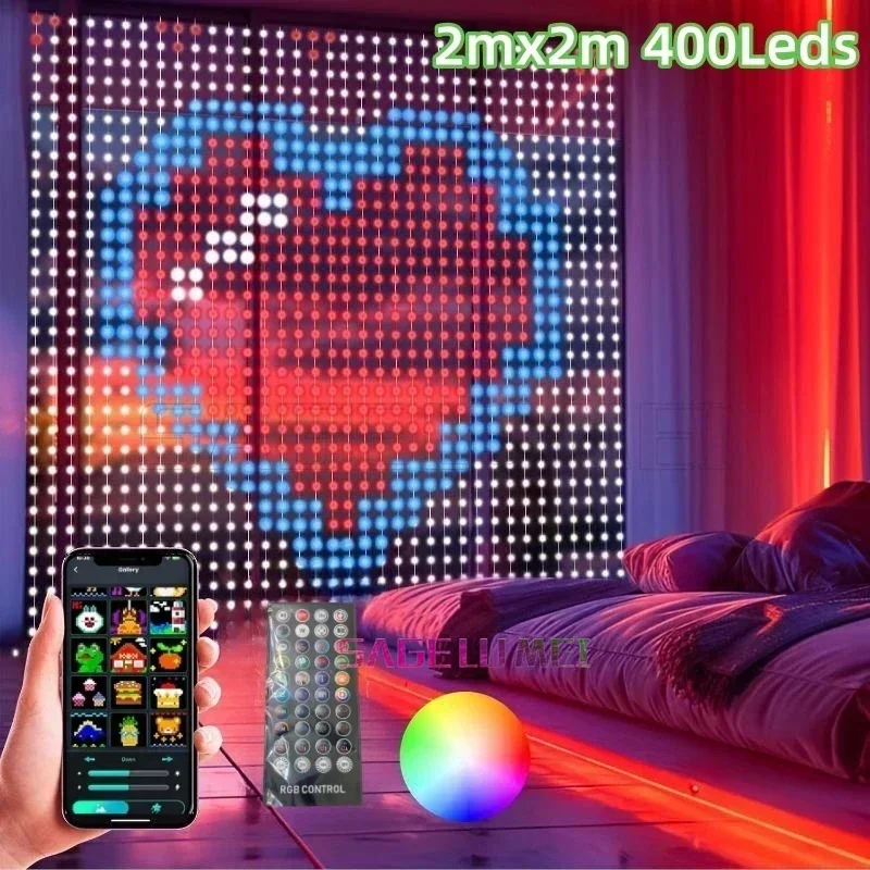 Bild von Intelligente LED-Vorhangbeleuchtung mit 400 LEDs – USB-betrieben, App-Steuerung & Musik-Synchronisation für Weihnachten, Partys und Dekoration