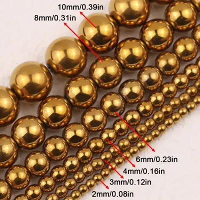Image de Perles d'Hématite Dorées - 2 à 10mm - Idéales pour Bricolage Bijoux