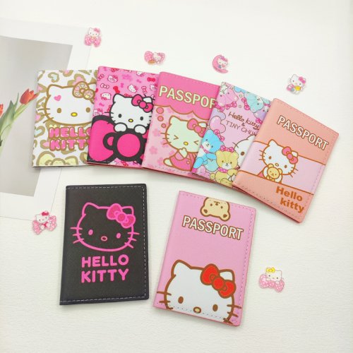 Immagine di Porta Passaporto Rosa Hello Kitty con Porta Carte di Credito e Porta Carta d'Identità in Pelle PU – Elegante Accessorio da Viaggio per Donne, Regalo Perfetto per Bambini e Ragazze