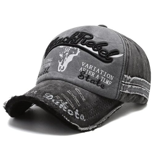 Afbeelding van Unisex gewassen katoenen vintage pet brief borduurwerk baseball cap koe hoofd patroon mannen en vrouwen buitensport hoeden