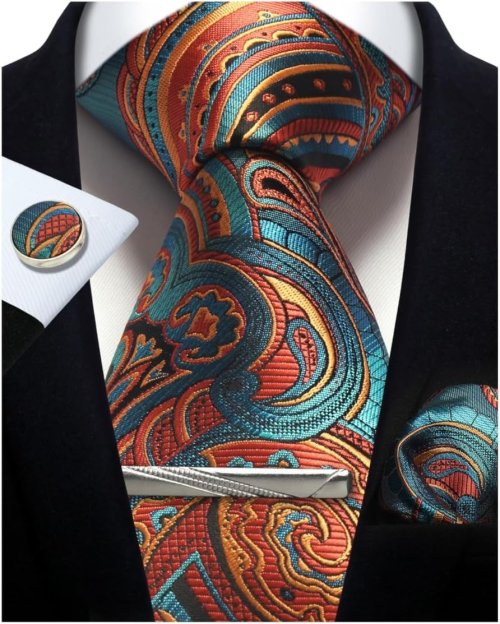 Elegantes Herren-Krawatten-Set aus Seide – Silber Paisley