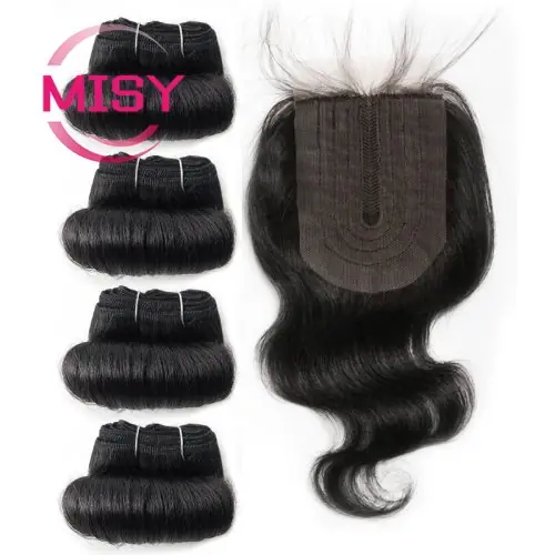 Image de Cheveux Brésiliens Bouclés Courts avec Fermeture 4x1