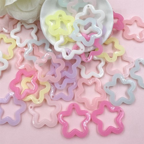 Image of 35-Piece 30mm Jelly Color Star Pendant Acrylic Loose Beads for DIY Jewelry Making – Fashionable Keychain, Necklace & Bracelet Accessories