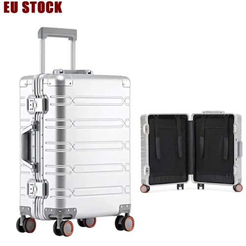 Image of Premium All-Aluminum 20-Inch Carry-On Luggage with Spinner Wheels – Durable, Lightweight Business Trolley Suitcase for Air Travel