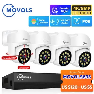 Image de Kit CCTV 8MP POE AI avec NVR 8CH et caméras PTZ audio bidirectionnel