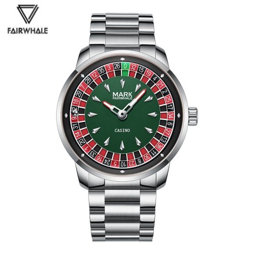Afbeelding van Mark Fairwhale 5031 Mannen Grappig Quartz Horloge verzonken wiel ontwerp Arabische cijfers Roterende Wijzerplaat Roulette Klok Horloge Hombre Reloj