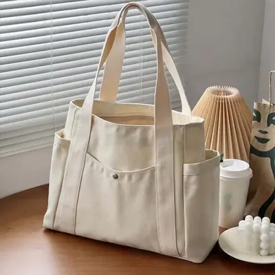 Image de Sac Étudiant Toile Grand Format - Style Collégial & Travail