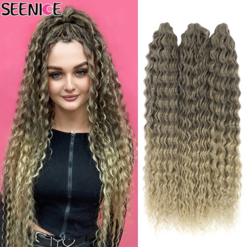 Image of Ariel Curl Hair Deep Twist Crochet Hair Synthetic Braids Afro Curl Ombre 22Inch Water Wave Braiding Hair Extension For Women