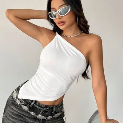 Image de T-Shirt Femme Asymétrique Mode 2025