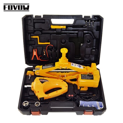 Immagine di Kit Completo per Emergenza Auto con Jack Elettrico 12V, Chiave a Percussione, Luci LED e Kit Riparazione Pneumatici