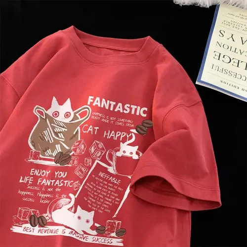 Image de T-Shirt Chat Dessin Animé - Style Coréen Décontracté