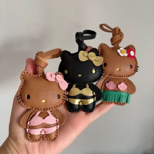 Image of Adorable Cartoon Cat in Bikini Bag Pendant – Fashionable, Cute & Creative Keychain for Women and Teens