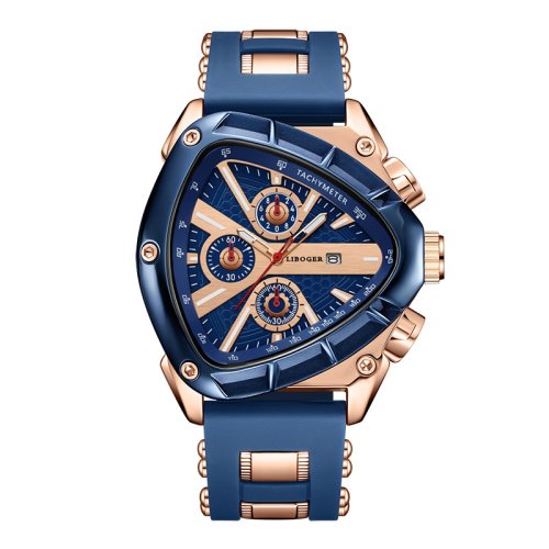 Immagine di Orologio Sportivo da Uomo con Cinturino in Silicone di Alta Qualità, Movimento al Quarzo con Data Automatica, Design Moderno e Resistente, Ideale come Regalo per Lui
