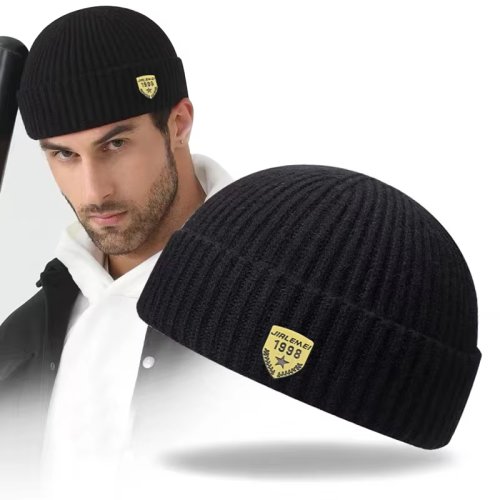 Immagine di Cappello lavorato a maglia in lana caldo per uomo e donna, stile autunno-inverno, design vintage con logo 1998, perfetto per look streetwear e casual
