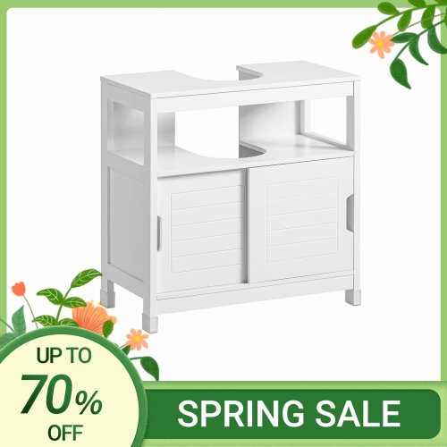 Image of Sobuy FRG128 II Undercounter Bathroom Vanity Cabinet with Integrated Washbasin and Foot Cushion – Stylish & Functional Bath Storage Solution