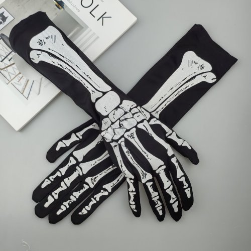 Zdjęcie Rękawiczki szkieletowe na Halloween – realistyczne, wypukłe kości, idealne do strachu i imprez tematycznych