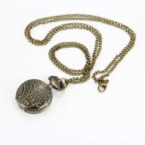 Image de Montre de Poche Steampunk Vintage - Cœur Creux & Collier Bronze