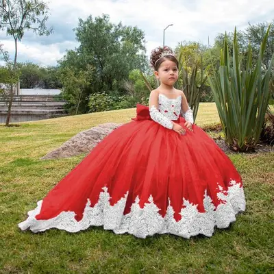 Image de Robe de Fête Élégante pour Fille - Satin & Fleurs