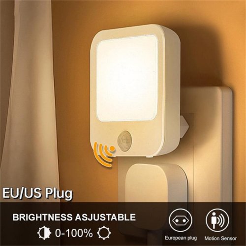 Immagine di Luci notturne a LED con sensore di movimento Spina europea Luce per armadio dimmerabile per illuminazione notturna senza fili per comodino camera da letto corridoio