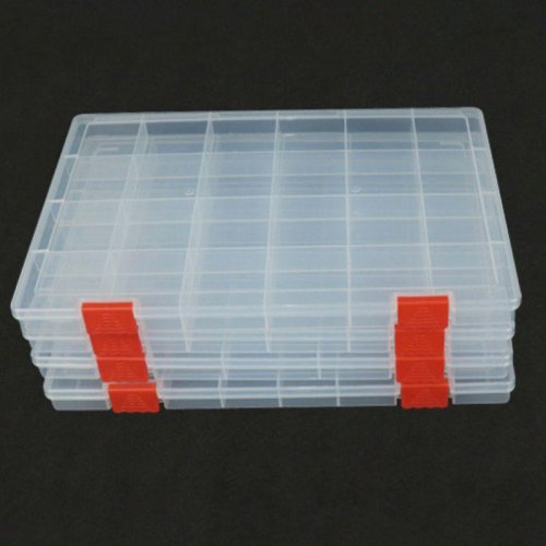 Imagen de Caja Organizadora Transparente con 15, 24, 36 o 48 Rejillas para Almacenamiento de Joyas, Bandas Elásticas, Herramientas y Accesorios