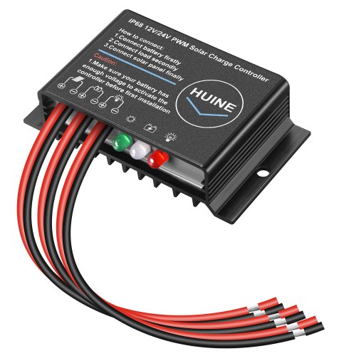 Image of Waterproof PWM Solar Charge Controller 10A/20A for 12V/24V Systems – IP68 Rated Mini Regulator with Cable for Off-Grid Solar Power
