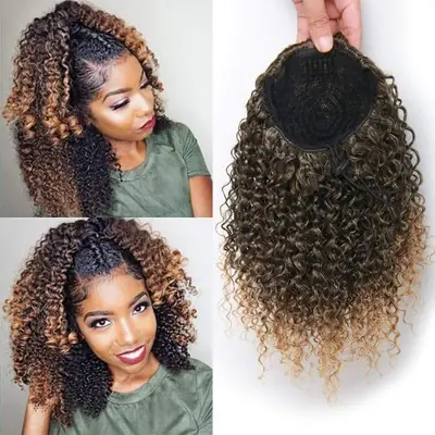 Image de Queue de cheval afro bouclée courte - Extension synthétique