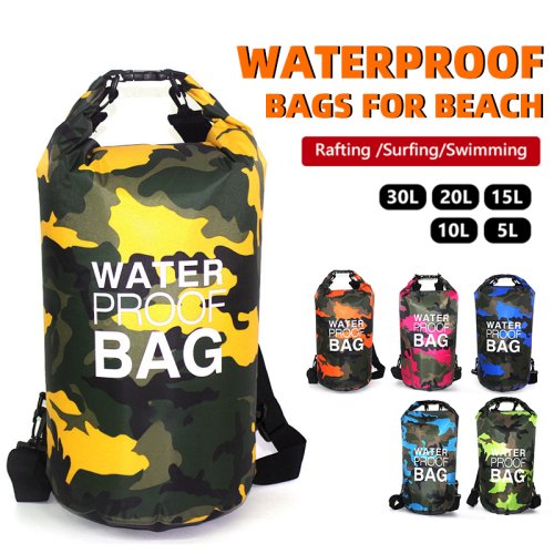 Immagine di Borsa impermeabile 30L 20L 15L 10L 5L per kayak Nuoto Trekking Nautica Borse da palestra galleggianti Accessori da spiaggia Borsa da rafting