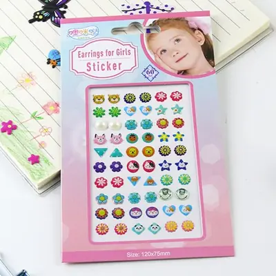 Image de Boucles d'oreilles autocollantes 3D pour filles - Bijoux fantaisie brillants