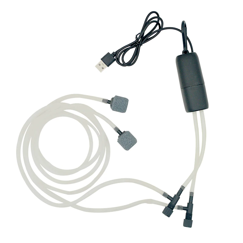 Image of Natural Quiet USB Air Pump for Fish Tank – Portable Dual Outlet Oxygen Aerator with Adjustable Flow for Aquariums and Small Water Features