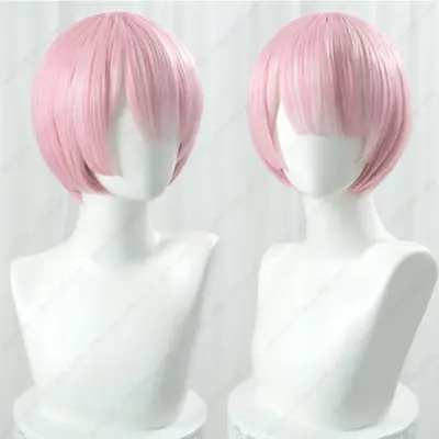 Image de Perruque Cosplay Rem Ram - Bleu Rose Dégradé 30cm