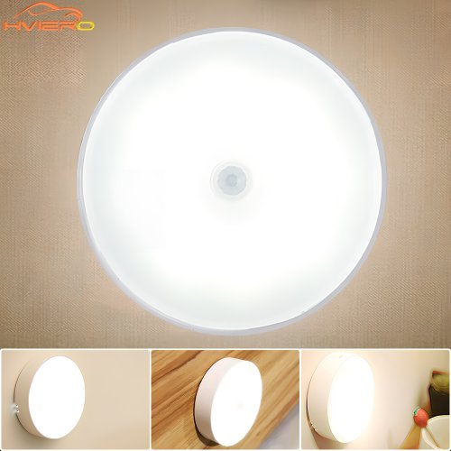 Immagine di Lampada da parete a LED con ricarica USB con sensore di movimento a luce notturna rotonda senza fili per la decorazione della camera da letto, scala, armadio, guardaroba