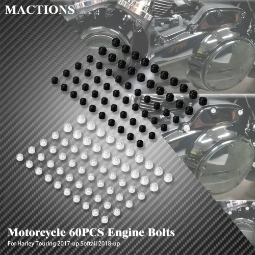Afbeelding van 60x Motorbouten met Schroefdoppen voor Harley-Davidson