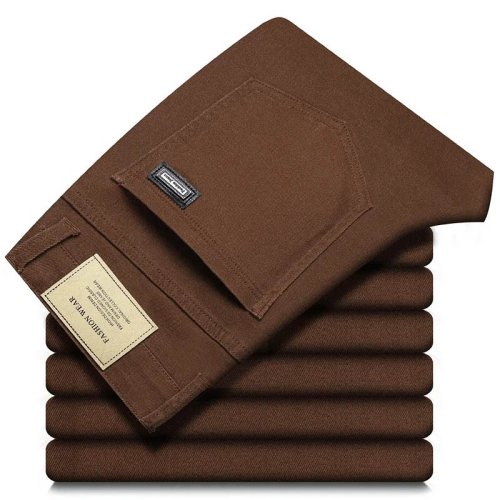 Bild von Mode Lose Gerade Business Casual Stretch Denim Hosen Männliche Marke Hosen 5 Farben Plus Größe Herren Kleidung Dünne Jeans 28-44